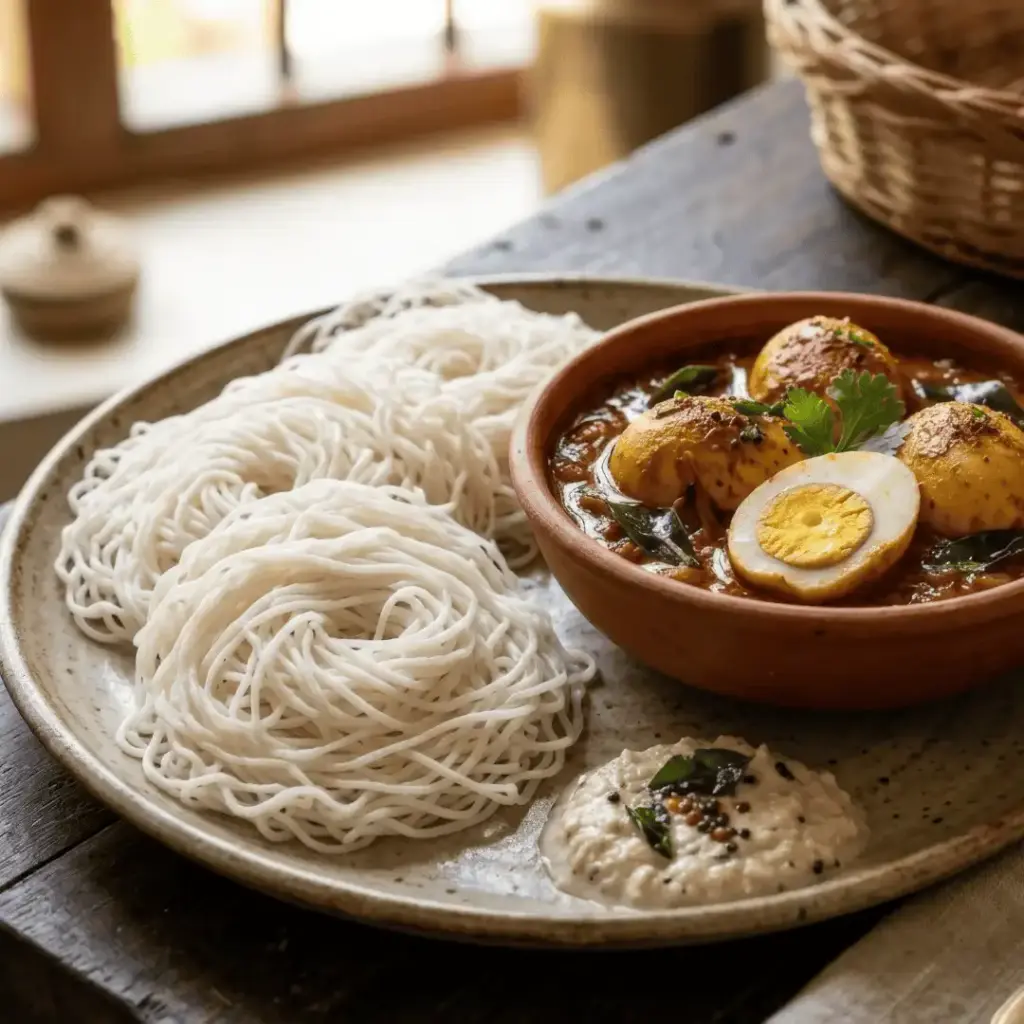 kerala idiappam and egg curry